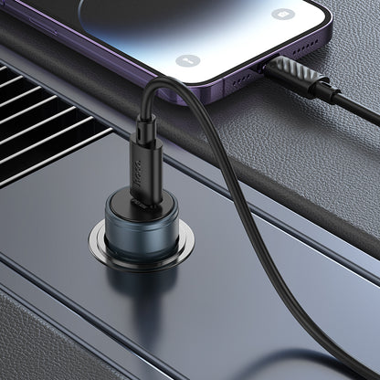 Caricabatterie Auto Con Cavo Lightning HOCO Z57, 30W, 3A, 1 x USB-C, Grigio