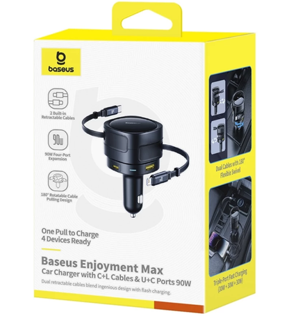 Caricabatterie da auto con cavo USB-C / Lightning Baseus Enjoyment Max, 90 W, 1 x USB-A - 1 x USB-C, Nero C00035507121-02
