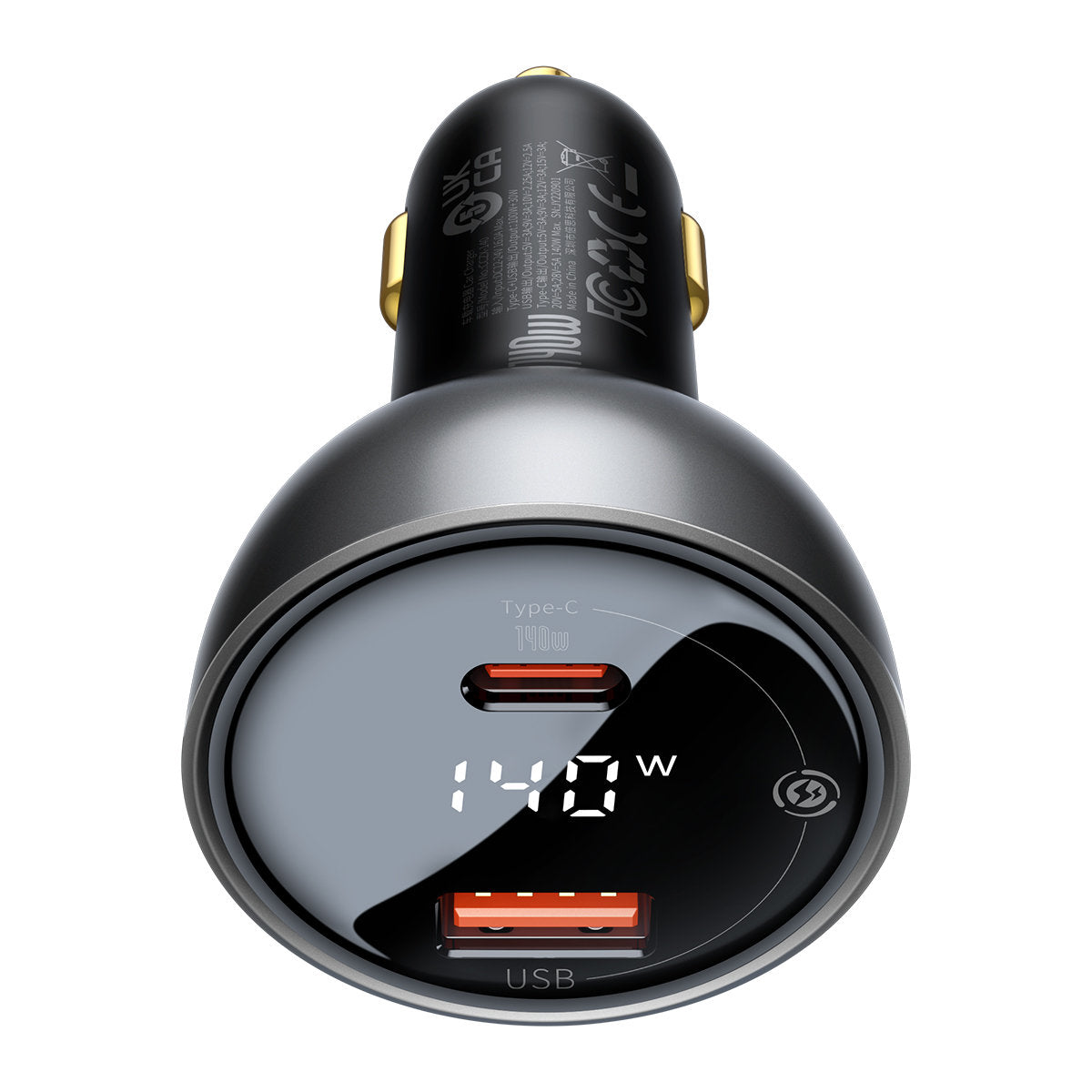 Caricabatterie Auto con Cavo USB-C Baseus, 140W, 5A, 1 x USB-A - 1 x USB-C, Nero CGZX070001