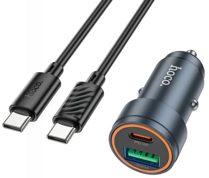 Caricabatterie Auto Con Cavo USB-C HOCO Z57A, 30W, 3A, 1 x USB-A - 1 x USB-C, Grigio