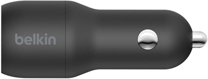 Belkin BoostCharge Dual Lightning Cable Car Charger, 24W, 2.4A, 2 x USB-A, Black CCD001bt1MBK