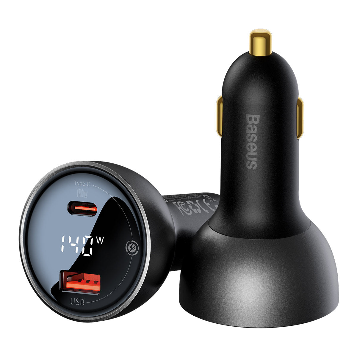 Caricabatterie Auto con Cavo USB-C Baseus, 140W, 5A, 1 x USB-A - 1 x USB-C, Nero CGZX070001