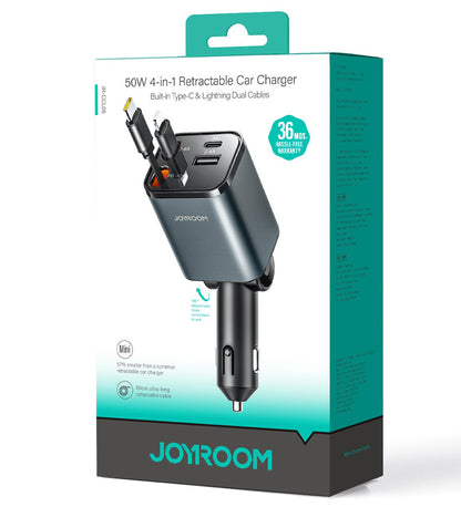 Caricabatterie Auto Con Cavo USB-C / Lightning Joyroom JR-CCL05, 30W, 3A, 1 x USB-A - 1 x USB-C, Grigio