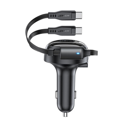 Acefast B13 Car Charger with USB-C Cable, 53W, 3A, 1 x USB-A, Black