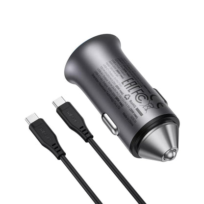 Caricabatterie Auto con Cavo USB-C Acefast B16, 95W, 3.25A, 1 x USB-A - 1 x USB-C, Grigio