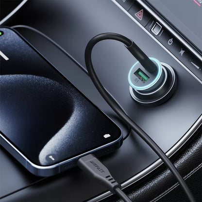 Caricabatterie Auto con Cavo USB-C Acefast B16, 95W, 3.25A, 1 x USB-A - 1 x USB-C, Grigio