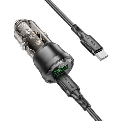 Caricabatterie Auto Con Cavo USB-C Borofone BZ25 Journey, 38W, 3A, 1 x USB-A - 1 x USB-C, Nero