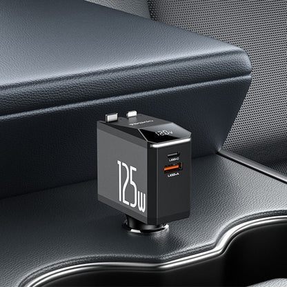 Caricabatterie Auto con Cavo USB-C / Lightning Yesido Y71 Display, 125W, 3A, 1 x USB-A - 1 x USB-C, Nero