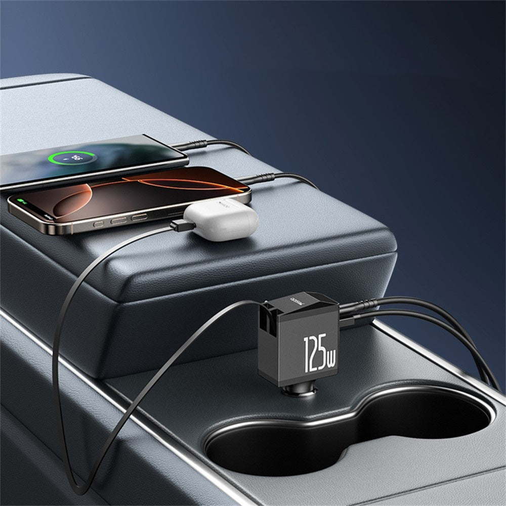 Caricabatterie Auto con Cavo USB-C / Lightning Yesido Y71 Display, 125W, 3A, 1 x USB-A - 1 x USB-C, Nero