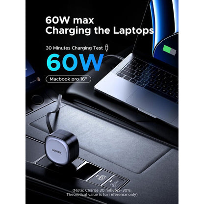 UGREEN EC601 Car Charger with USB-C Cable, 75W, 3A, 1 x USB-A - 1 x USB-C, Grey