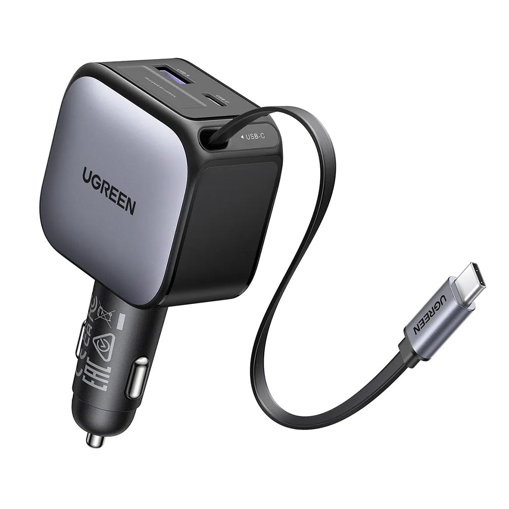 Caricabatterie Auto Con Cavo USB-C UGREEN EC602, 60W, 3A, 1 x USB-A - 1 x USB-C, Grigio