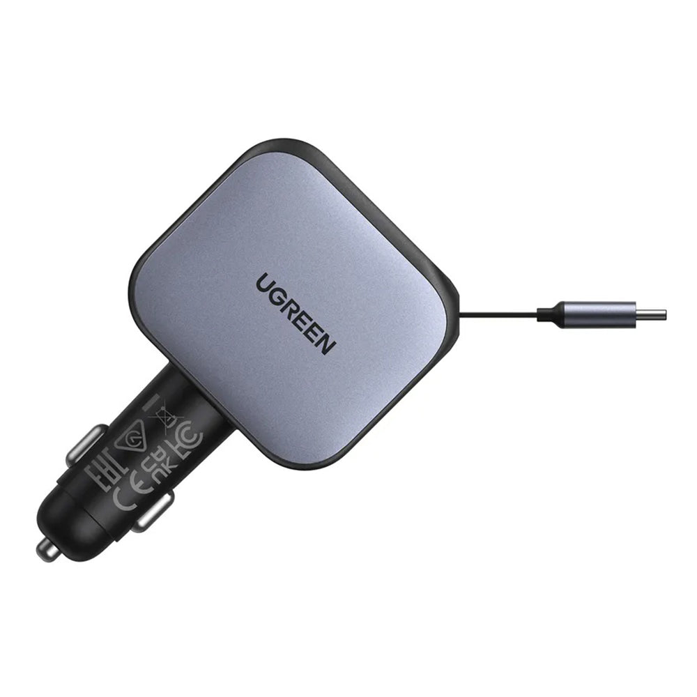 Caricabatterie Auto Con Cavo USB-C UGREEN EC604 (55910B) Nexode, 145W, 1 x USB-A - 2 x USB-C, Nero