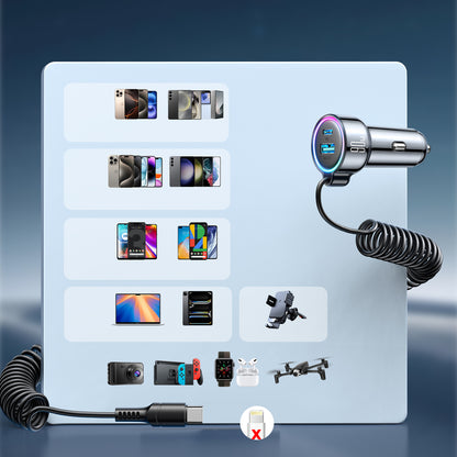 Caricabatterie Auto con Cavo USB-C Joyroom JR-CL07, 90W, 3A, 1 x USB-A - 1 x USB-C, Nero