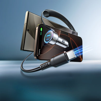 Caricabatterie Auto con Cavo USB-C Joyroom JR-CL07, 90W, 3A, 1 x USB-A - 1 x USB-C, Nero