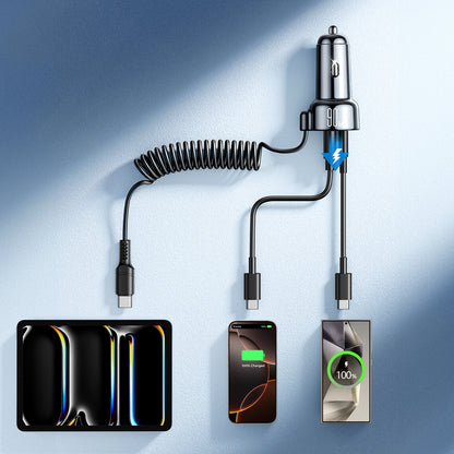 Caricabatterie Auto con Cavo USB-C Joyroom JR-CL07, 90W, 3A, 1 x USB-A - 1 x USB-C, Nero