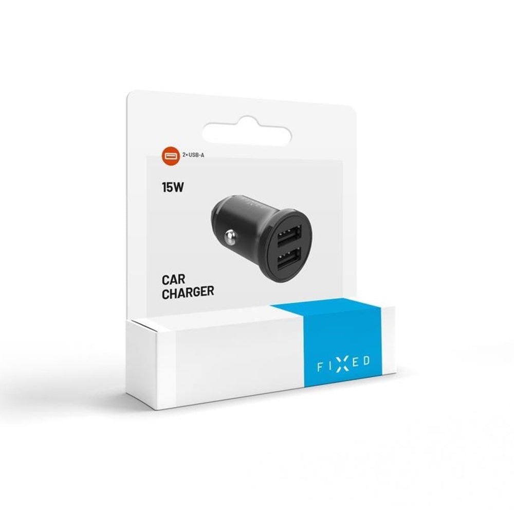 Caricabatterie Auto Fixed, 15.5W, 3A, 2 x USB-A, Nero