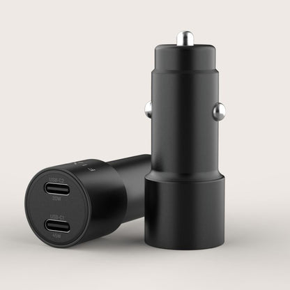 Fixed Auto Charger, 65W, 3A, 2 x USB-C, Black