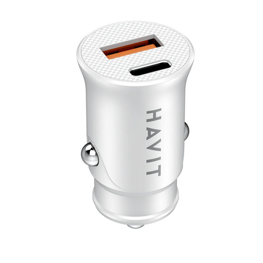 Caricabatterie Auto HAVIT CC2022, 20W, 3A, 1 x USB-A - 1 x USB-C, Bianco