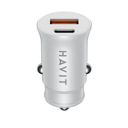 HAVIT CC2022 Car Charger, 20W, 3A, 1 x USB-A - 1 x USB-C, White