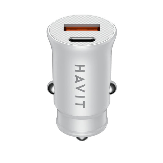 Caricabatterie Auto HAVIT CC2022, 20W, 3A, 1 x USB-A - 1 x USB-C, Bianco