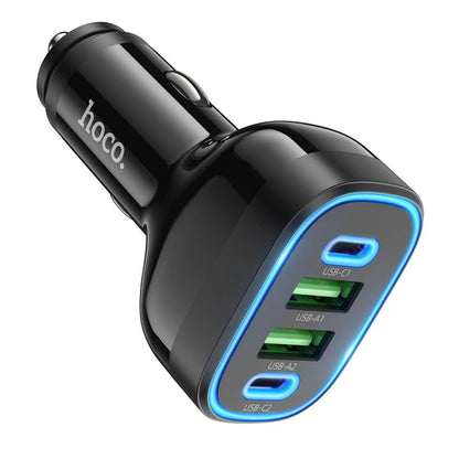 Caricabatterie da auto HOCO Guide NZ11, 72W, 3A, 2 x USB-A - 2 x USB-C, nero 