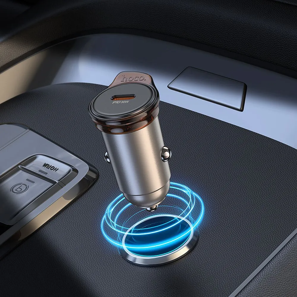 Caricabatterie Auto HOCO NZ16, 30W, 3A, 1 x USB-C, Grigio