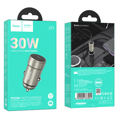 Caricatore Auto HOCO Z57, 30W, 3A, 1 x USB-C, Grigio