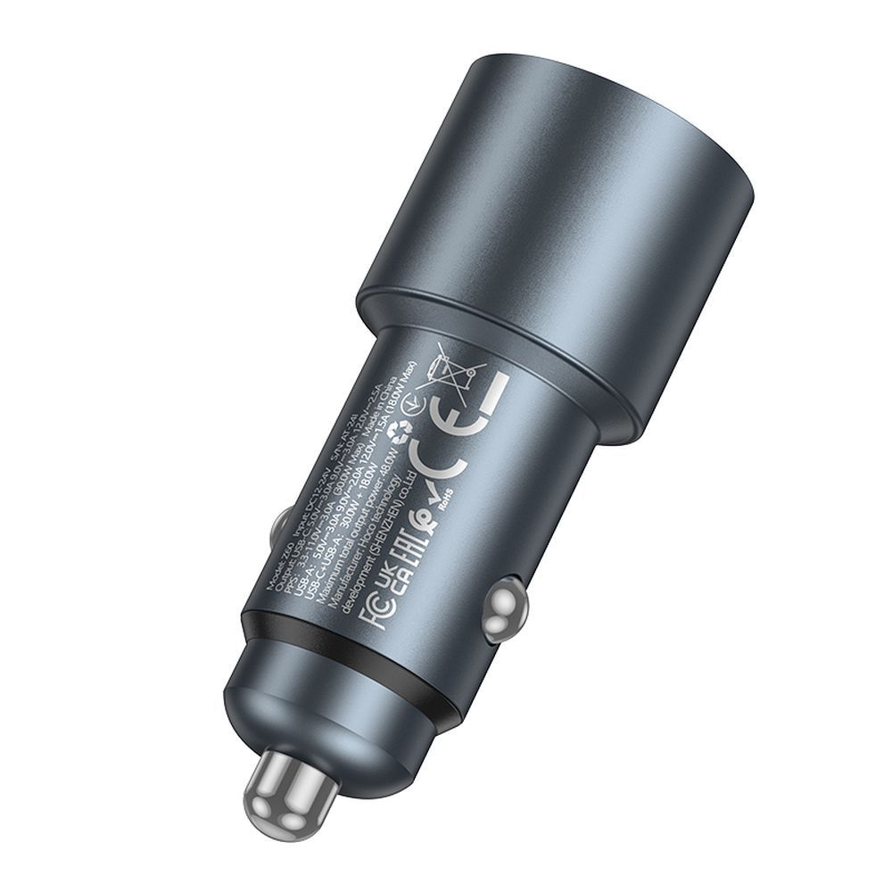 Caricabatterie Auto HOCO Z60, 48W, 3A, 1 x USB-A - 1 x USB-C, Nero