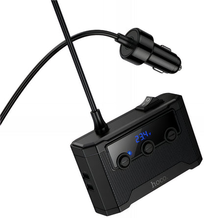 Caricabatterie Auto HOCO Z64, 15.5W, 3.1A, 2 x USB-A - 2 x USB-C - 3 x Estensione Accendisigari, Nero