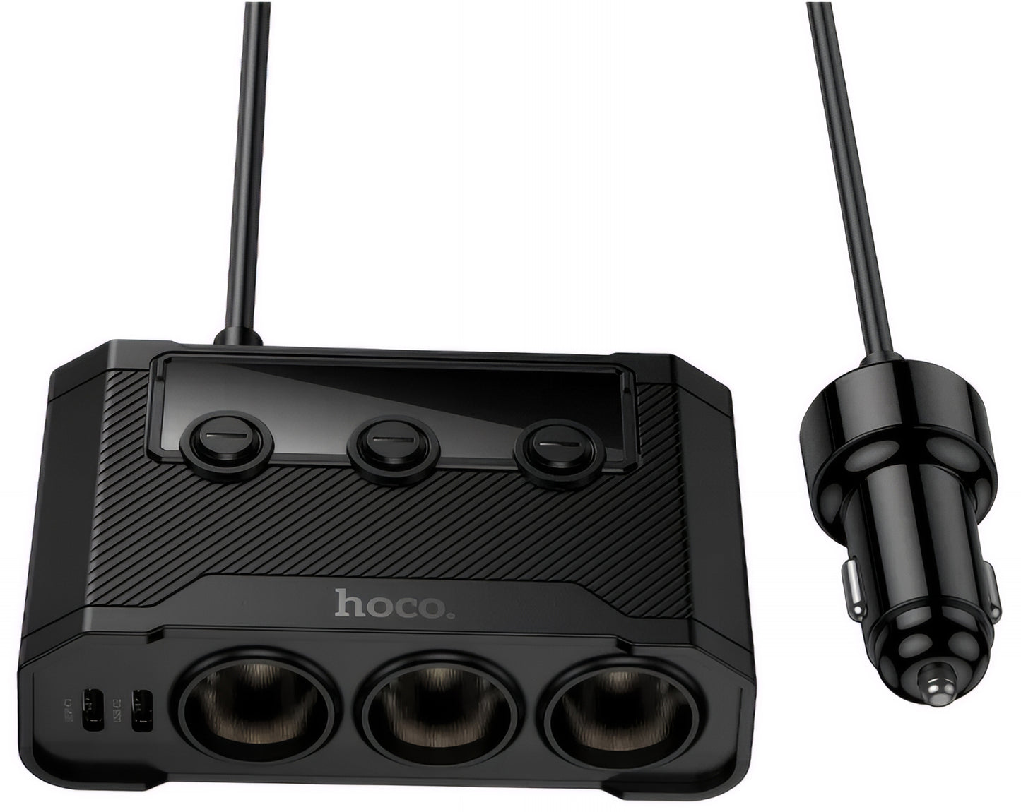 Caricabatterie Auto HOCO Z64, 15.5W, 3.1A, 2 x USB-A - 2 x USB-C - 3 x Estensione Accendisigari, Nero