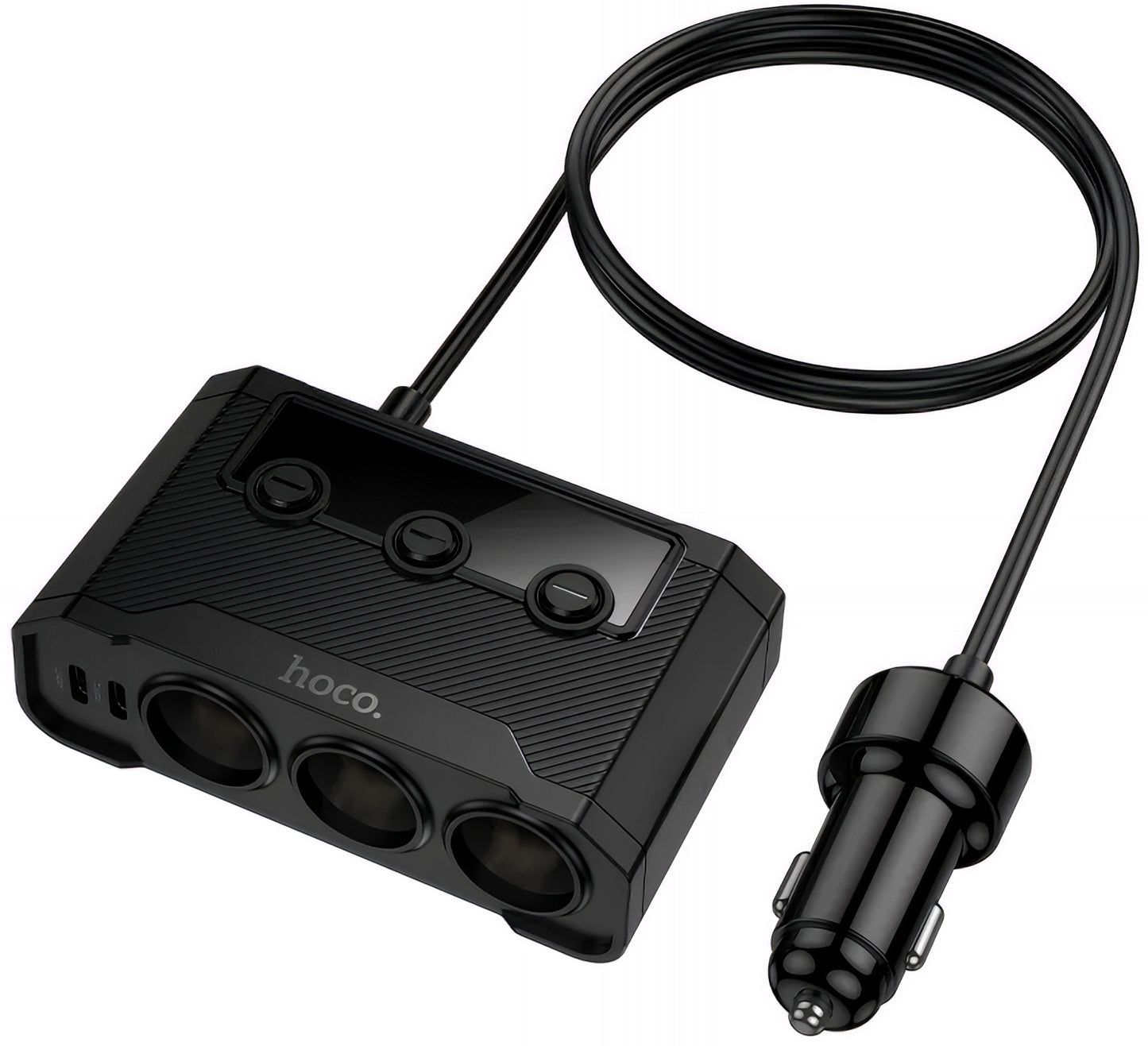 Caricabatterie Auto HOCO Z64, 15.5W, 3.1A, 2 x USB-A - 2 x USB-C - 3 x Estensione Accendisigari, Nero