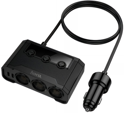 Caricabatterie Auto HOCO Z64, 15.5W, 3.1A, 2 x USB-A - 2 x USB-C - 3 x Estensione Accendisigari, Nero