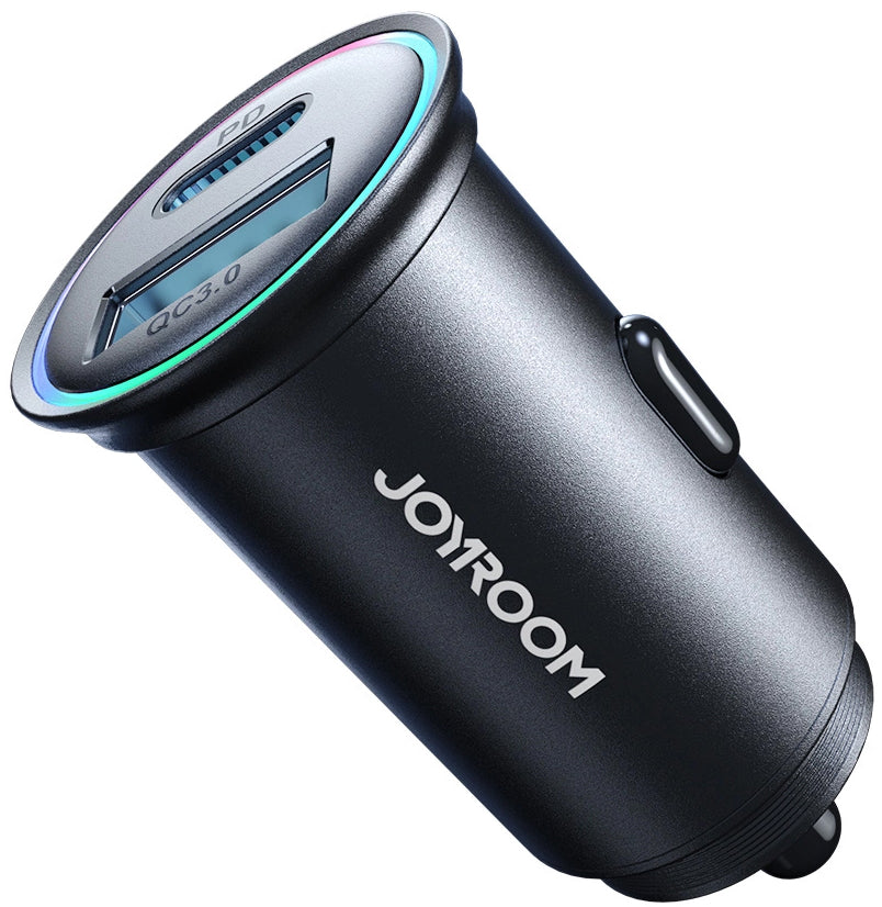 Caricabatterie Auto Joyroom JR-CCN04, 60W, 3A, 1 x USB-A - 1 x USB-C, Nero