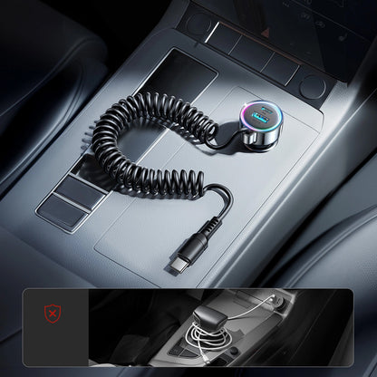 Caricabatterie Auto con Cavo USB-C Joyroom JR-CL07, 72W, 3A, 1 x USB-A - 1 x USB-C, Nero