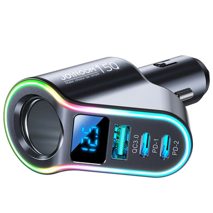 Caricabatterie Auto Joyroom JR-CL21, 150W, 3A, 1 x Estensione Accendisigari - 1 x USB-A - 2 x USB-C, Nero