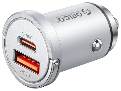 Caricatore Auto Orico MiniRing Pro, 45W, 3A, 1 x USB-A - 1 x USB-C, Argento