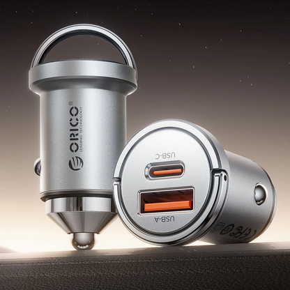 Caricatore Auto Orico MiniRing Pro, 45W, 3A, 1 x USB-A - 1 x USB-C, Argento