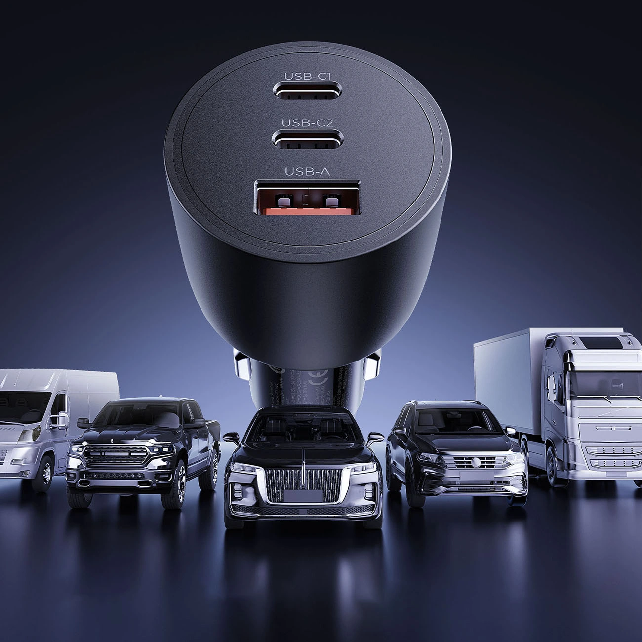 Caricatore Auto Orico PowerLink, 165W, 5A, 1 x USB-A - 2 x USB-C, Nero