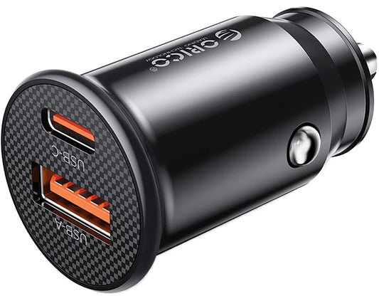 Caricatore Auto Orico PowerMini, 30W, 3A, 1 x USB-A - 1 x USB-C, Nero