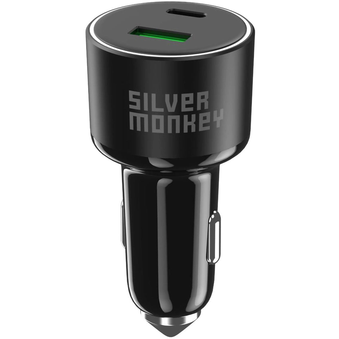 Caricabatterie da auto Silver Monkey SMA014, 100W, 3A, 1 x USB-A - 1 x USB-C, nero 