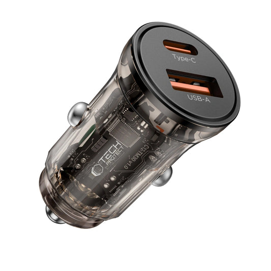 Caricatore Auto Tech-Protect CC01, 45W, 5A, 1 x USB-A - 1 x USB-C, Nero