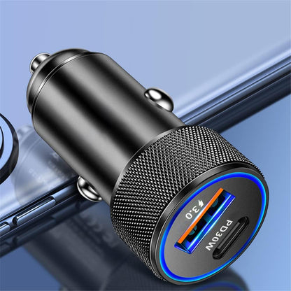 Caricabatterie Auto Techsuit C2 VoltDuo, 30W, 3A, 1 x USB-A - 1 x USB-C, Nero