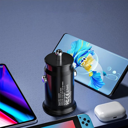 Caricabatterie Auto Techsuit C4 MiniFuseX, 20W, 3A, 1 x USB-A - 1 x USB-C, Nero