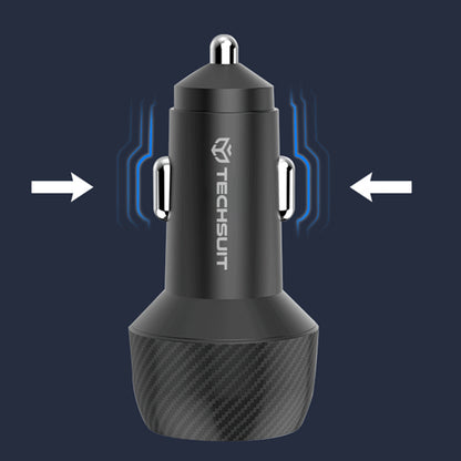 Caricabatterie Auto Techsuit C7 CarbonVolt, 48W, 3A, 1 x USB-A - 1 x USB-C, Nero