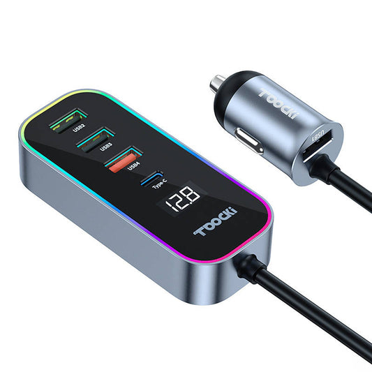 Toocki Caricabatterie da auto 4A+1C, 105W, 3A, 1 x USB-C - 4 x USB-A, nero TCC4A 1C-XC0G TCC4A 1C-XC0G 