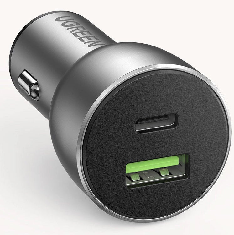 Car Charger UGREEN CD213, 36W, 3A, 1 x USB-A - 1 x USB-C, Grey 