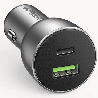 Car Charger UGREEN CD213, 36W, 3A, 1 x USB-A - 1 x USB-C, Grey 