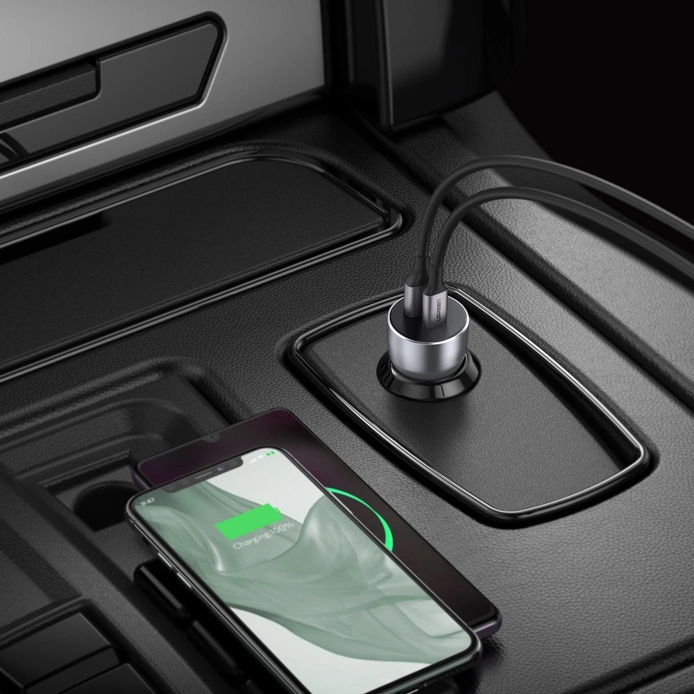 Car Charger UGREEN CD213, 36W, 3A, 1 x USB-A - 1 x USB-C, Grey 