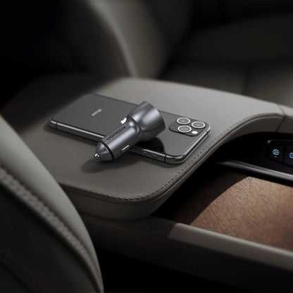 Car Charger UGREEN CD213, 36W, 3A, 1 x USB-A - 1 x USB-C, Grey 
