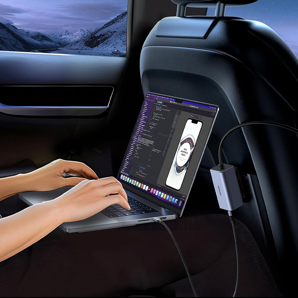 Caricabatterie Auto UGREEN EC706, 150W, 5A, 1 x USB-A - 3 x USB-C, Nero